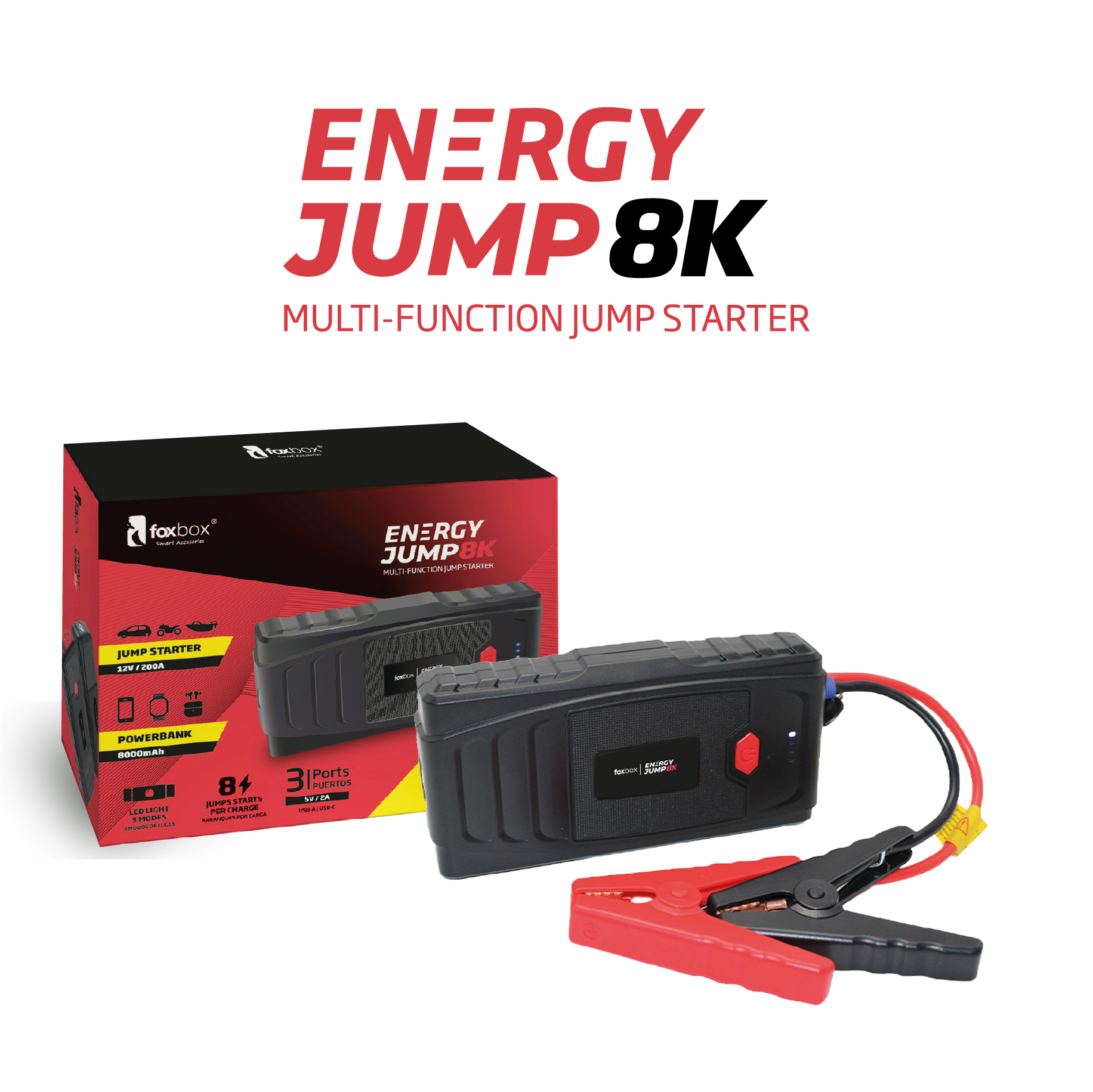 Arrancador Auto Moto Foxbox Energy Jump 8k Bateria Getbox®
