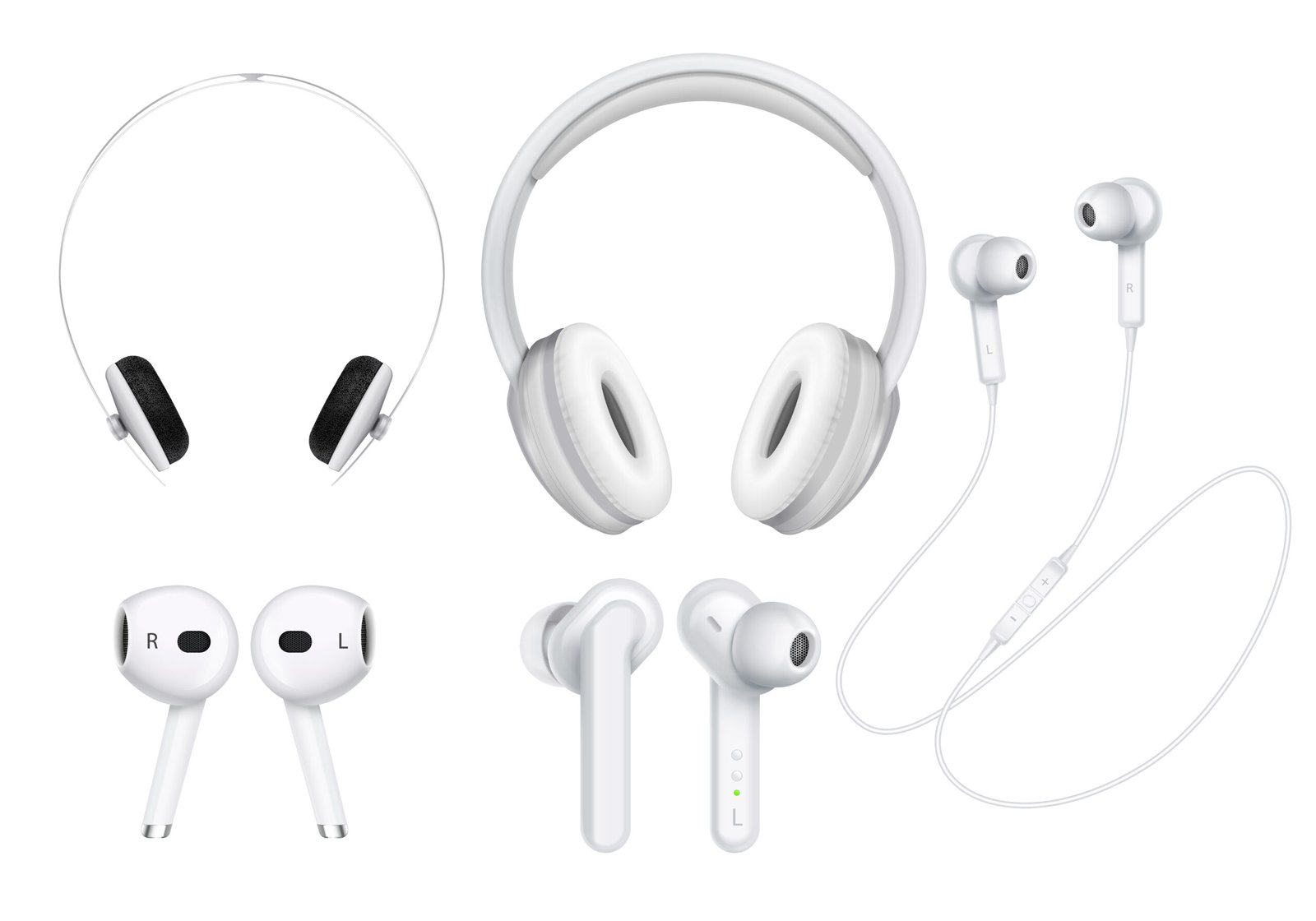 Hay diferentes tipos de auriculares: In-ear, On-ear y Over-ear.