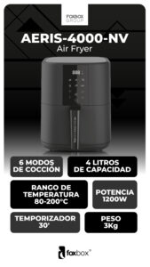 Airfryer Aeris 4000 tiene un diseño compacto y eficiente