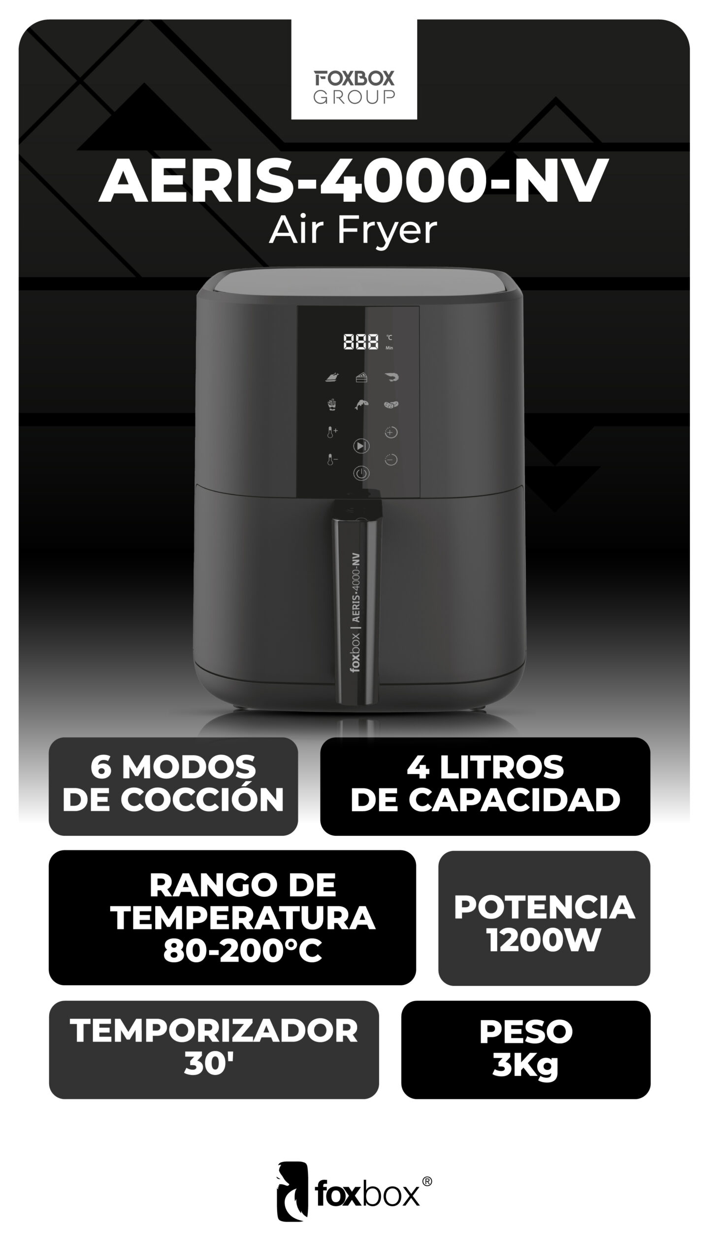Airfryer Aeris 4000 tiene un diseño compacto y eficiente