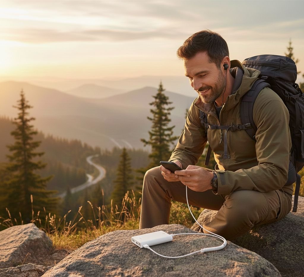 Powerbank FOXBOX PORT 10K en uso en actividades al aire libre